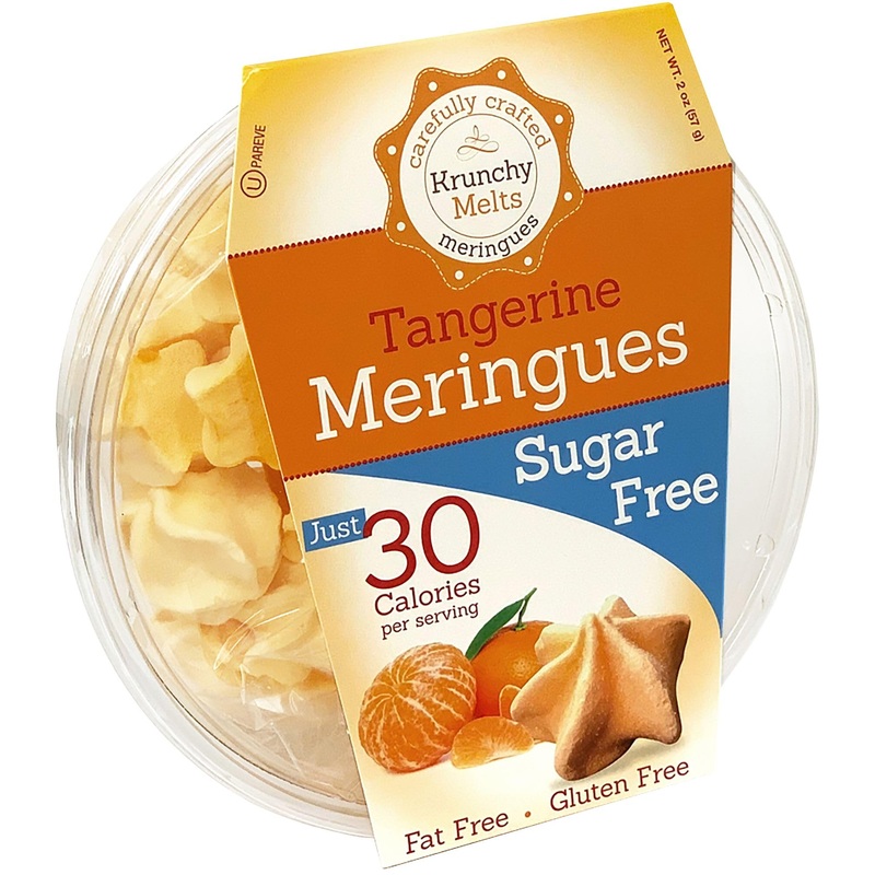 Krunchy Melts Original Sugar Free Meringue Cookies | Sugar Free Tangerine Flavor | Only 30 Calories Per Serving | Fat Free, Glut