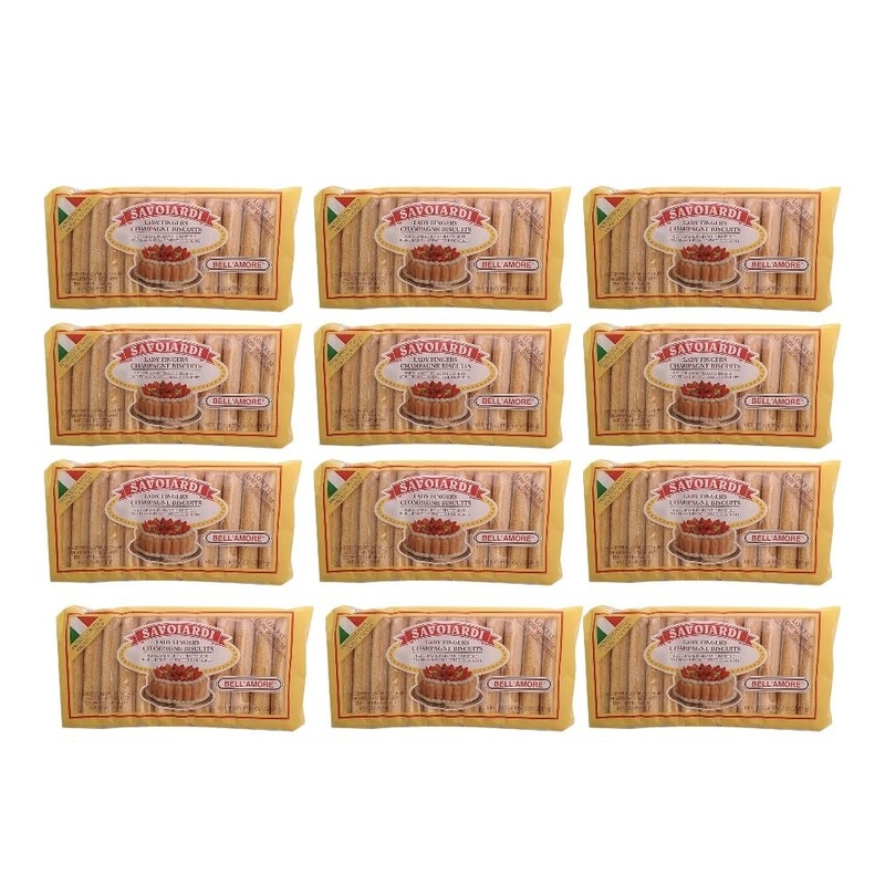 Lady Fingers For Tiramisu, 12 Pack, 200G (7 Oz) Each, Shelf Stable Bulk Savoiardi Case, Ladyfingers Cookies For Tiramisu, Ideal
