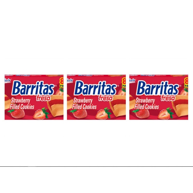 Marinela Barritas Fresa Strawberry Soft Filled Cookie Bar 3 Pack (24 Count)