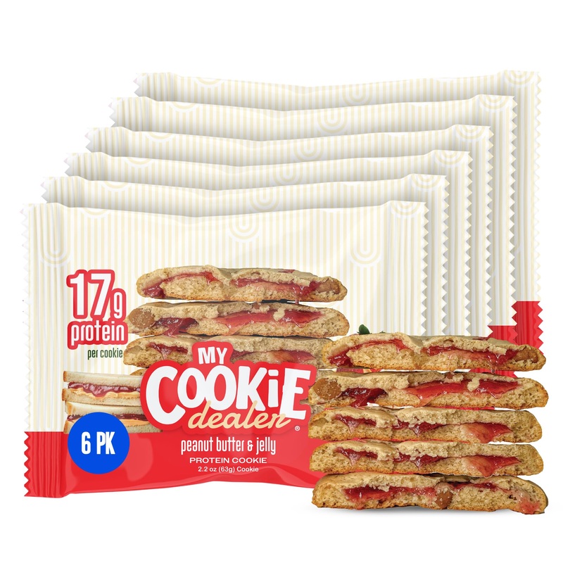 My Cookie Dealer Protein Cookies, Peanut Butter & Jelly (2.2Oz, Pack Of 6) – 17G Protein Per Cookie – Individually Wrapped Worko