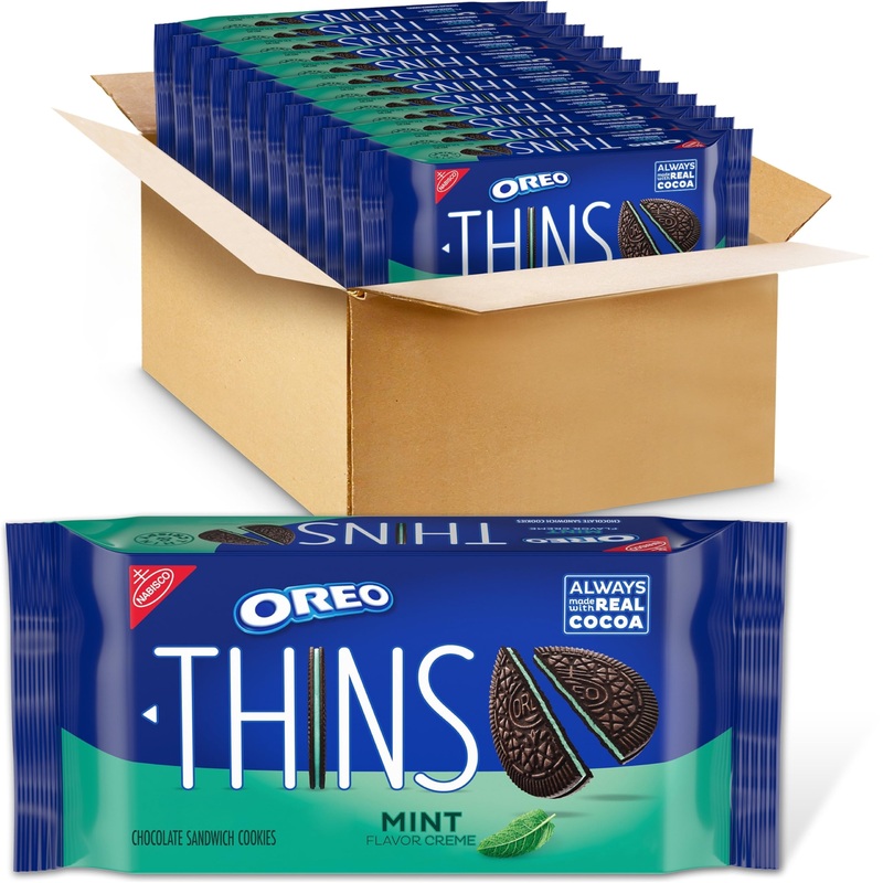Oreo Thins Mint Creme Chocolate Sandwich Cookies, 12 – 9.21 Oz Packs