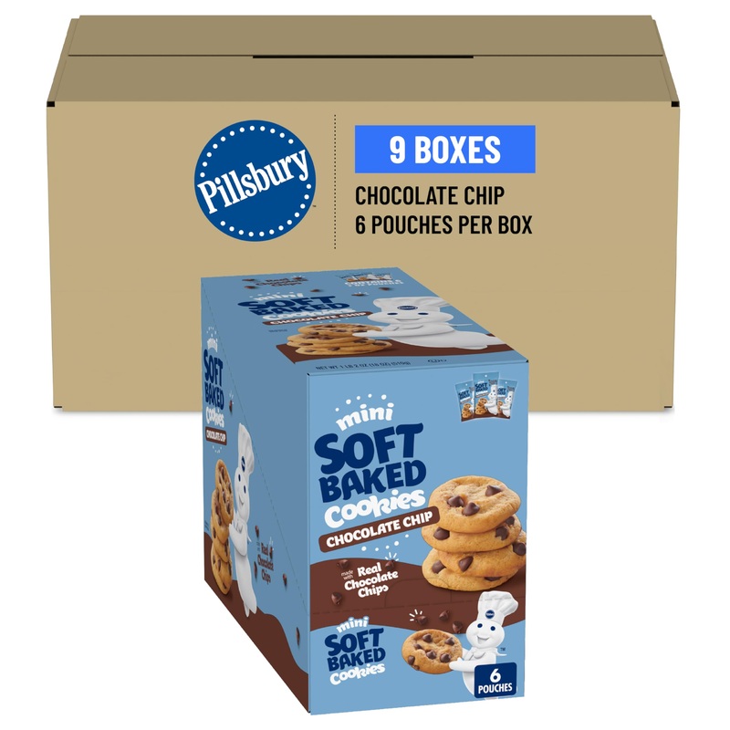Pillsbury Mini Soft Baked Chocolate Chip Cookies, 6 Ct, 18 Oz (Pack Of 9)