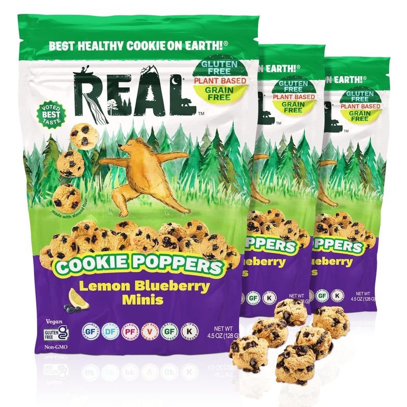 Real Lemon Blueberry Mini Cookie Poppers – Bite-Sized Gluten Free Semi Soft Baked Cookies – Dairy Free, Vegan, Kosher, Paleo – D