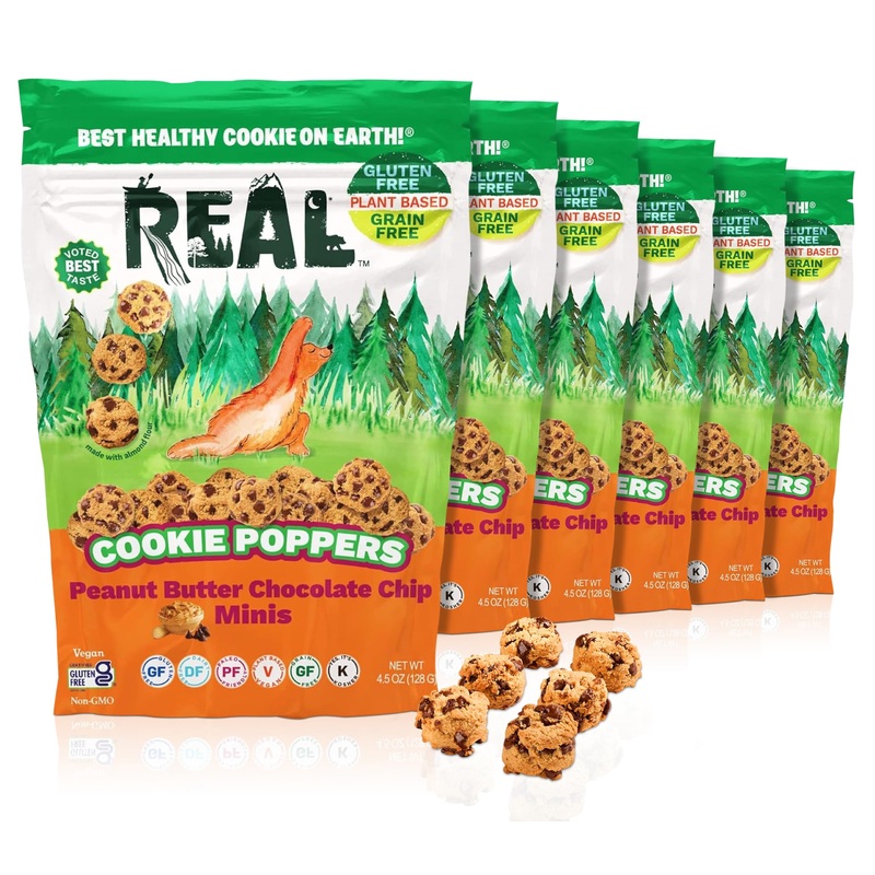 Real Peanut Butter Chocolate Chip Mini Cookie Poppers – Bite-Sized Gluten Free Baked Cookies – Dairy Free, Vegan, Kosher, Paleo