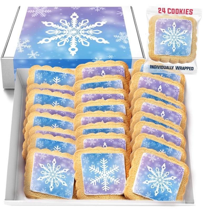 Snowflake Cookies Frozen In Individually Wrapped Snowfake Winter Themed Theme Party Favors 24 Pack Bulk For Kids Birthday Party