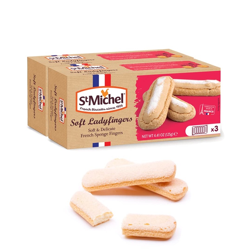St Michel Traditional 30 Ladyfingers Made In France Biscuits For Tiramisu Pack Of 2 (4.41Oz Each) Non-Gmo Ladyfingers All Natura
