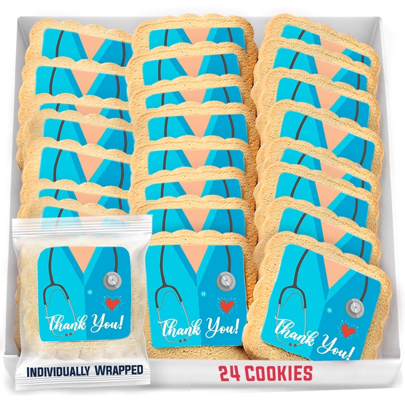 Thank You Nurse Doctor Gift Basket Cookies For Appreciation Gifts Bulk Treats | Individually Wrapped | Healthcare Workers Mediac