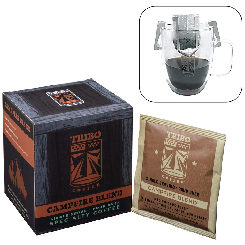 Tribo Coffee Single-Serve Portable Pour Over Drip Coffee – Campfire Blend – 10 Servings (Medium-Dark Roast)
