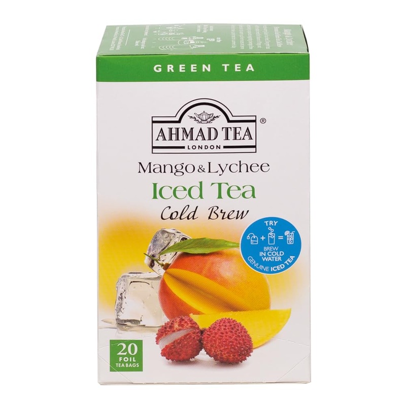 Ahmad Tea Green Tea, Cold Brew Mango And Lychee Teabags, Iced Tea, 20 Ct (Pack Of 6) – Caffeinated And Sugar-Free