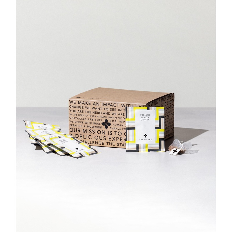 Art Of Tea | French Lemon Ginger | 50 Eco Friendly Pyramid Tea Bag Sachets