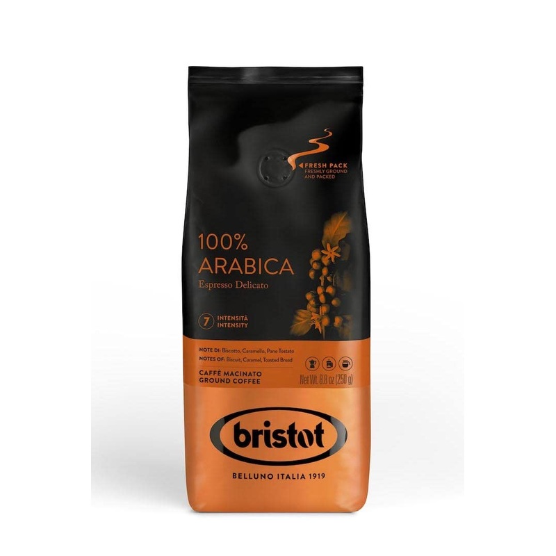 Bristot 100% Arabica Ground Coffee | Italian Espresso Ground Coffee | Medium Roast | 32 Bags