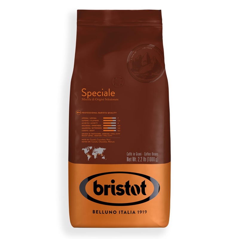 Bristot Speciale Italian Espresso Coffee Beans – Medium Roast, Low Acid, Whole Bean – 2.2 Lb (1Kg) Bag – Authentic Italian Coffe