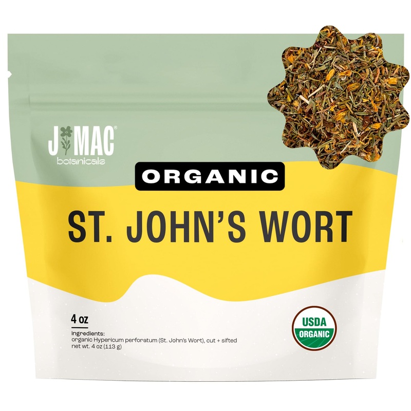 J Mac Botanicals, Organic St John’S Wort Herb (4 Oz) Loose Leaf St. Johns Wort Tea