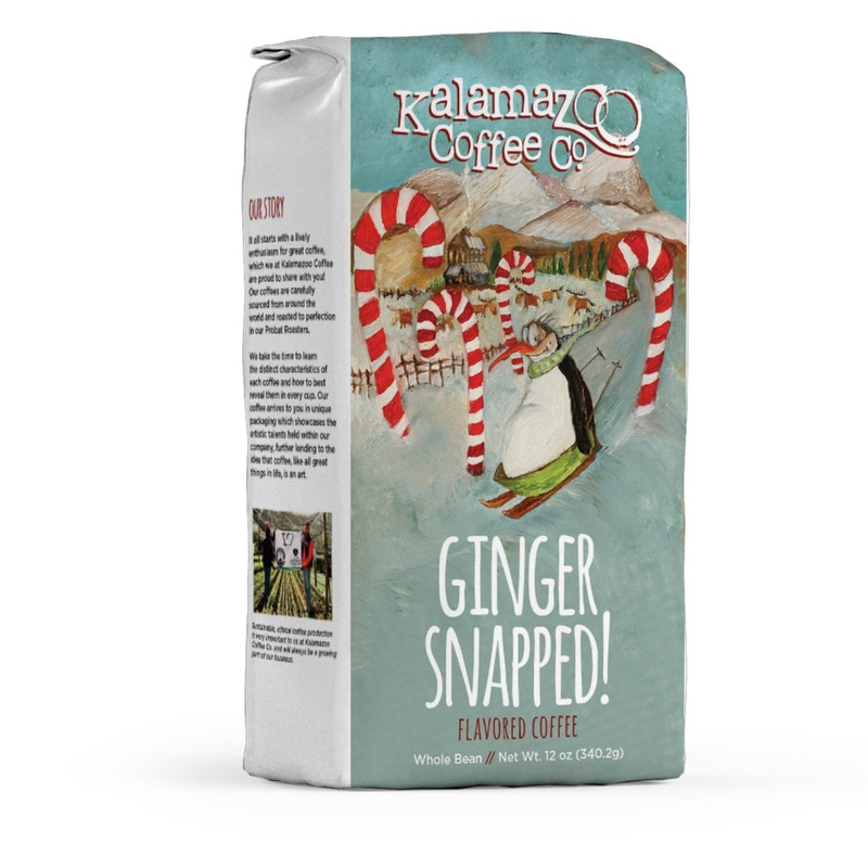 Kalamazoo Coffee Company Ginger Snapped Whole Bean Coffee – Holiday Flavored Coffee | 12Oz Bag (1 Pack)