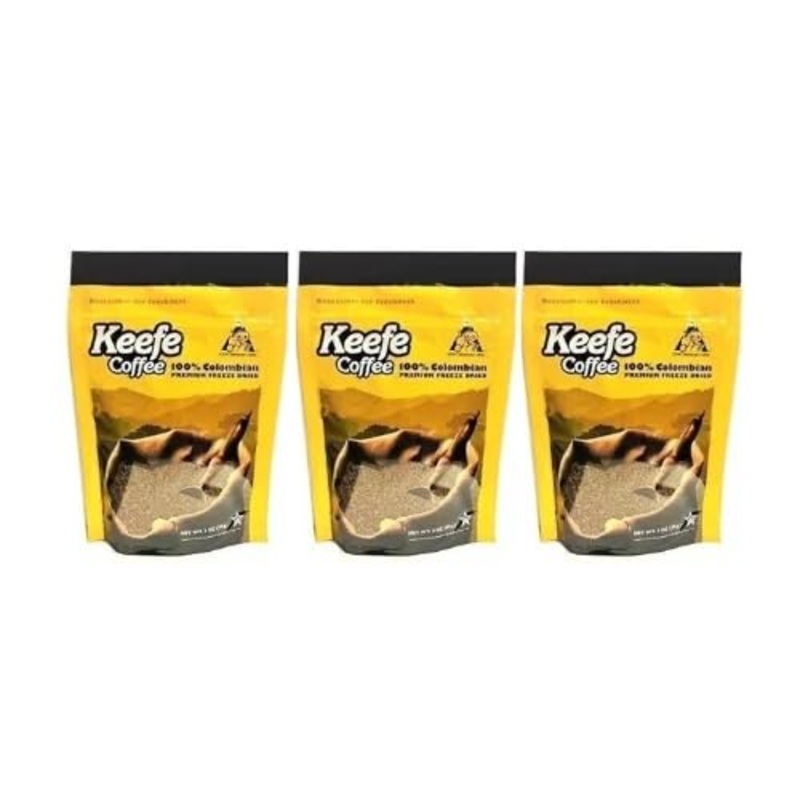 Keefe Coffee 100% Colombian Premium Freeze Dried Coffee 3Oz Sealed Bag (3 Ounce (Pack Of 3), Coffee)