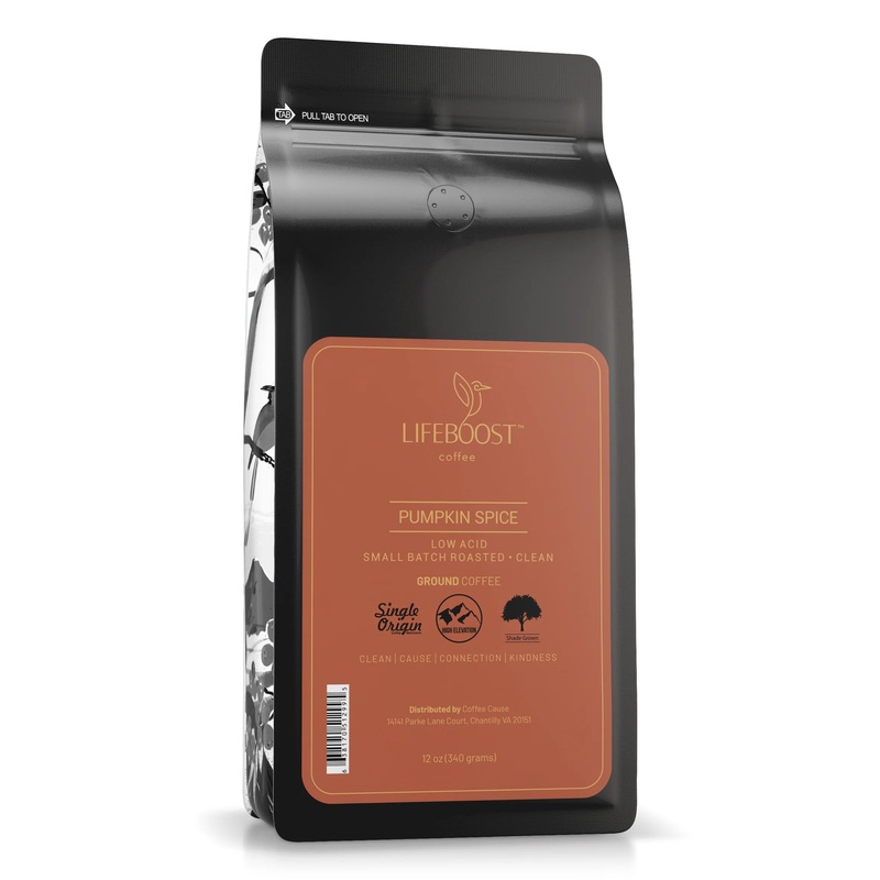 Lifeboost Low Acid Pumpkin Spice Coffee Ground – Low Acid Single Origin Pumpkin Flavored Coffee – Non-Gmo Ground Coffee Beans Th