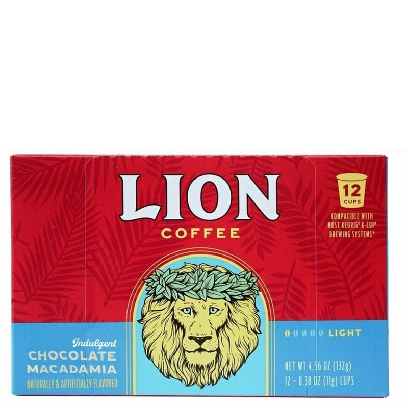 Lion Coffee Chocolate Macadamia Flavored Medium Roast Coffee Pods – Single-Serve Pods – Hawaiian Inspired Flavor – Arabica Coffe