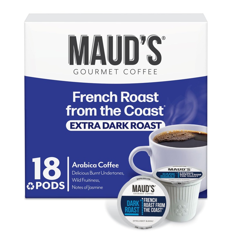 Maud’S French Roast Coffee Pods 18 Ct, Dark Roast Coffee In Recyclable Single Serve Pods – 100% Arabica Coffee, Compatible With
