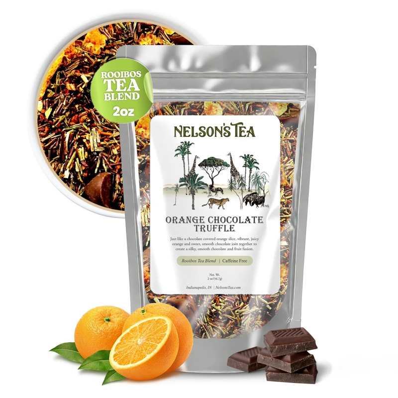 Nelson’S Tea – Orange Chocolate Tea Loose Leaf – Cut & Sifted Truffle Tea With Green Rooibos, Red Rooibos And Orange Peel (2 Oz)