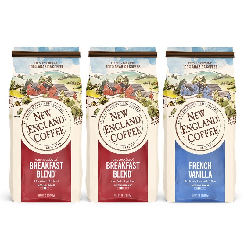 New England Coffee Variety Pack – Breakfast Blend & French Vanilla, 11Oz Bag (Pack Of 3)