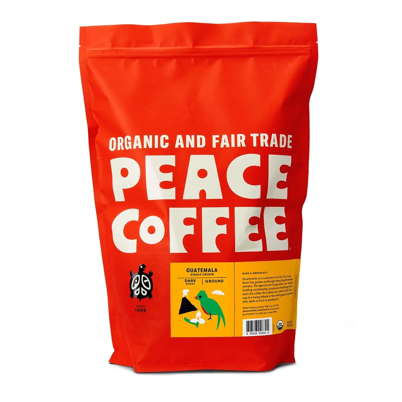 Peace Coffee Guatemala Single Origin Coffee | 5 Lb Ground Dark Roast | Organic Fair Trade | Rich, Chocolatey Flavor | Shade Grow