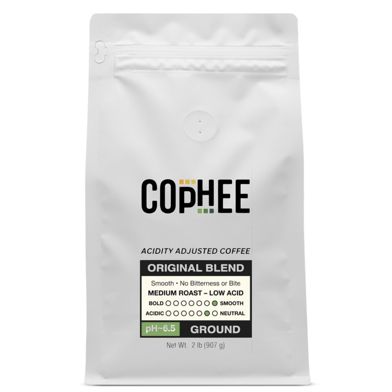 Ph Adjusted Coffee By Cophee – Ground Medium Roast – Smooth Non-Gmo Arabica – Acid Neutralizing Electrolytes For Sensitive Stoma