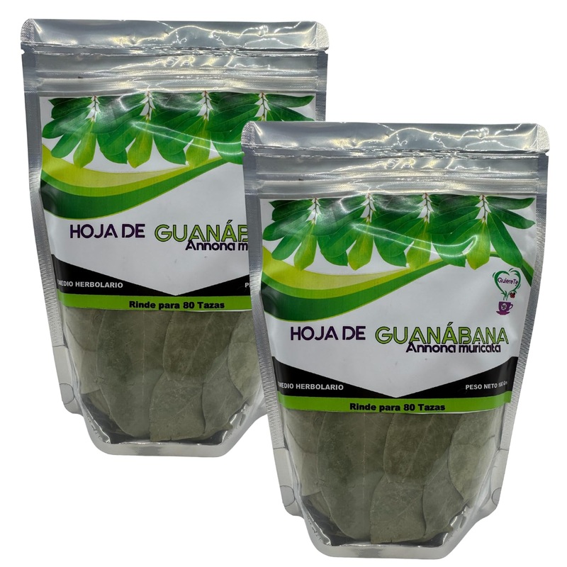 Soursop Tea, Quiere Te, 3.5 Oz (100 Grams), 2 Pack, Up To 132 Cups, Loose Leaf Tea, Resealable Bag, Guanabana Tea, Soursop Leave