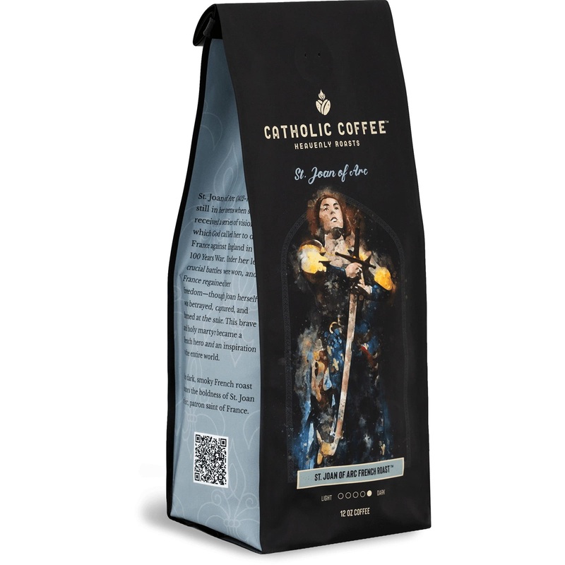St. Joan Of Arc French Roast Catholic Coffee (Whole Bean) 12 Oz Small-Batch Craft Coffee, Gift For Catholic Faithful & Coffee Lo