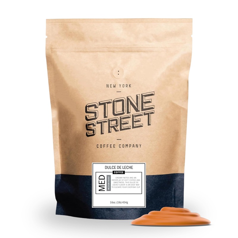 Stone Street Flavored Ground Coffee, Dulce De Leche, Freshly Roasted, 100% Colombian Arabica, Gourmet Coffee, Medium Roast, Rich