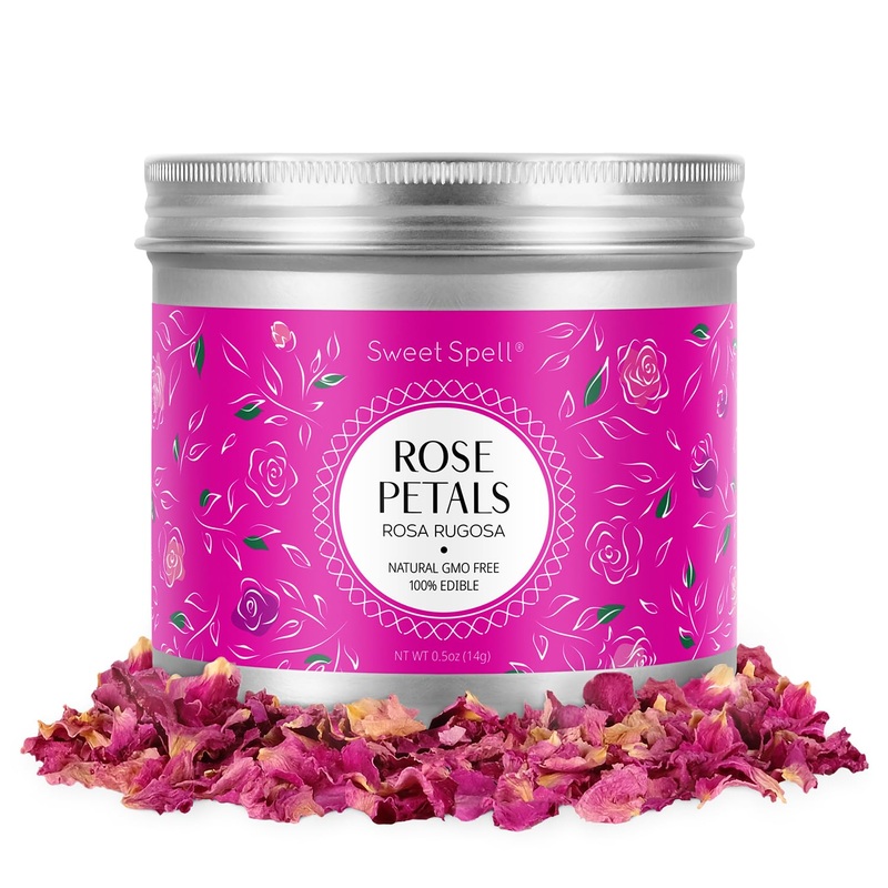Sweet Spell Dried Rose Petals – Edible Flowers For Drinks, Cocktails, Cake Decorations – Ideal For Tea, Soap & Candle Making – 1