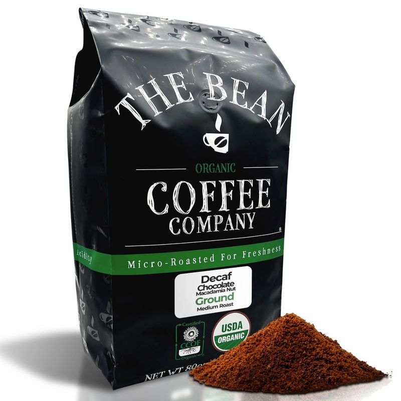 The Bean Organic Coffee Company Water Processed Decaf Chocolate Macadamia Nut, Medium Roast, Ground Coffee, 5-Pound Bag, Caf   M