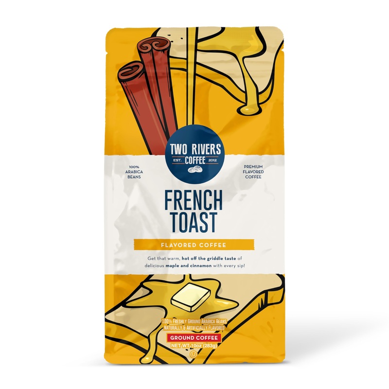 Two Rivers Coffee French Toast Flavored Ground Coffee, Perfectly Balanced, Always Smooth, Made With 100% Arabica Beans – Flavor