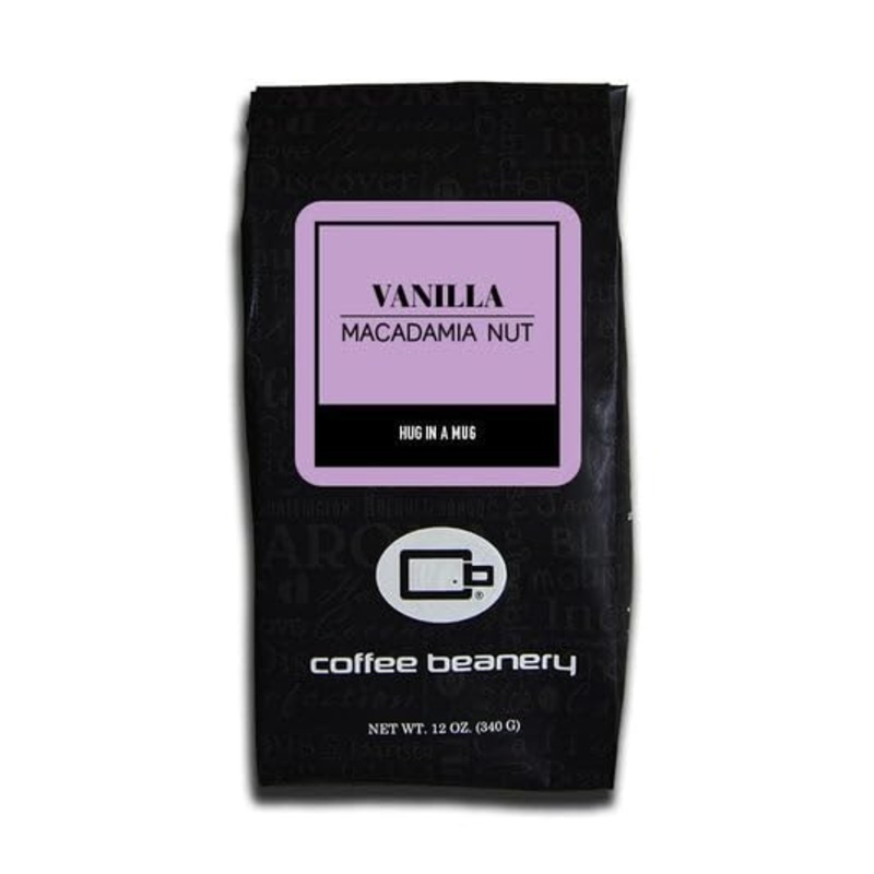 Vanilla Macadamia Nut Flavored Coffee, Specialty Arabica Coffee, Medium Roast, 12 Ounce, Whole Bean