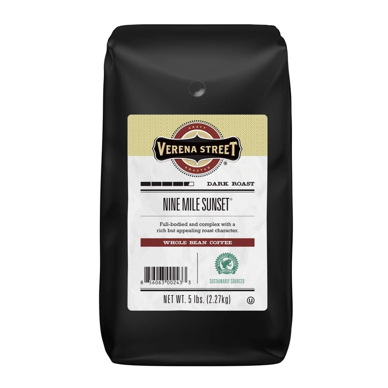 Verena Street 5 Pound Whole Bean Coffee, Dark Roast, Nine Mile Sunset, Rainforest Alliance Certified Arabica Coffee