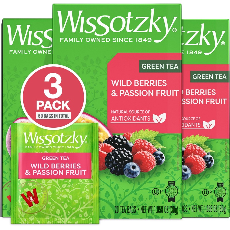 Wissotzky Wild Berries & Passion Fruit Green Tea (3 Pack – 60 Tea Bags) | Antioxidant Rich | Tropical Blend Green Tea Bags