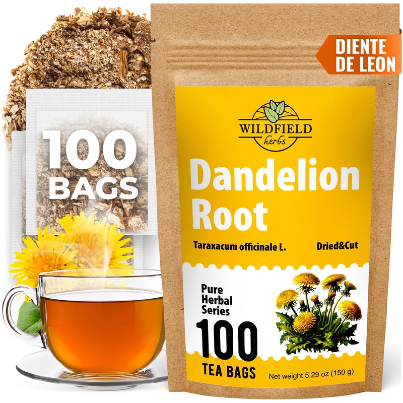 100 Bags Dandelion Root Tea Dandelion Tea Herbal (Taraxacum Officinale) – 100 Count 1.5G Bags Dried Herb Ra  Z De Diente De Le