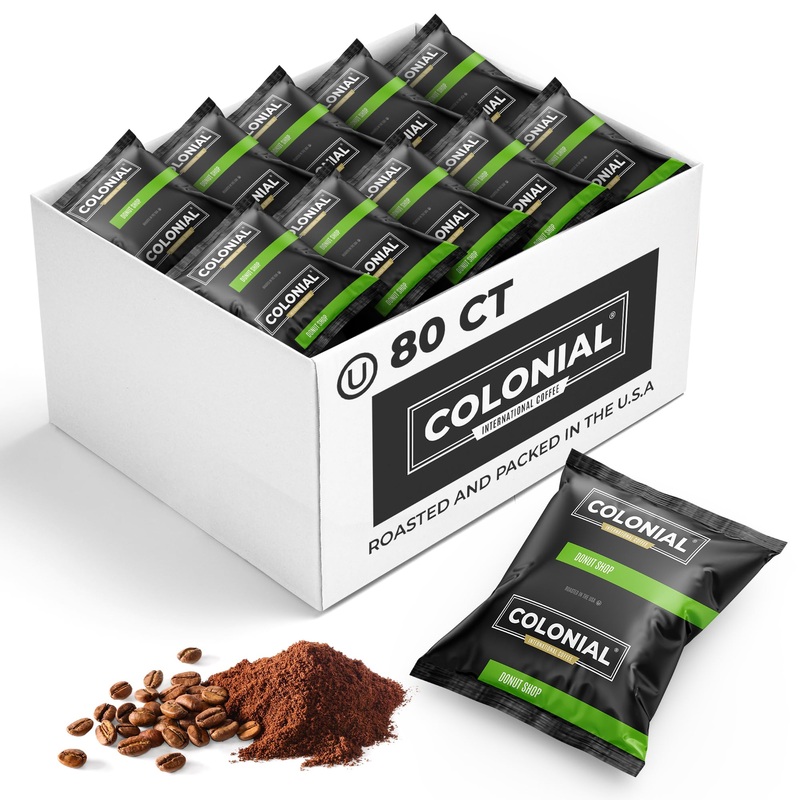 Colonial Coffee 80 Count Single Pot Coffee Packets – 100% Arabica Donut Shop Medium Roast | Pre-Measured Frac Packs For 12 Cup M