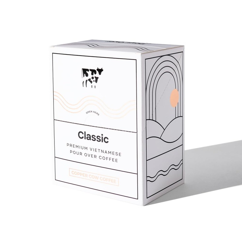 Copper Cow Premium Pour Over Single-Serve Vietnamese Coffee | Classic Black | Includes 8 Coffees