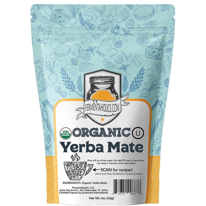 Fermentaholics Usda Certified Organic Loose-Leaf Yerba Mate Tea – Perfect For Homebrewing Kombucha, Hot Tea, And Iced Tea – Ou K