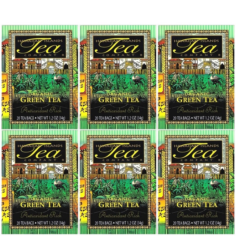 Hawaiian Islands Tea Company Organic Green Tea, All Natural – 120 Teabags (6 Boxes)