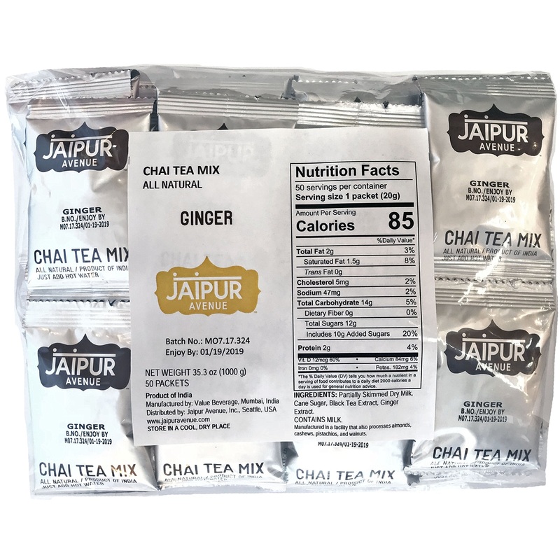 Jaipur Avenue Ginger Chai Tea Mix Crafted With All-Natural Assam Black Tea, Ginger, Cane Sugar, And Premium Dry Milk – Preservat