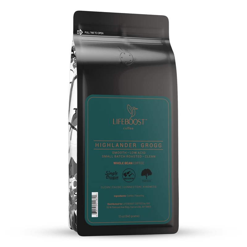 Lifeboost Highlander Grogg Whole Bean Coffee – Non-Gmo Low Acid Single Origin Flavored Coffee Beans – Third Party Tested For Myc