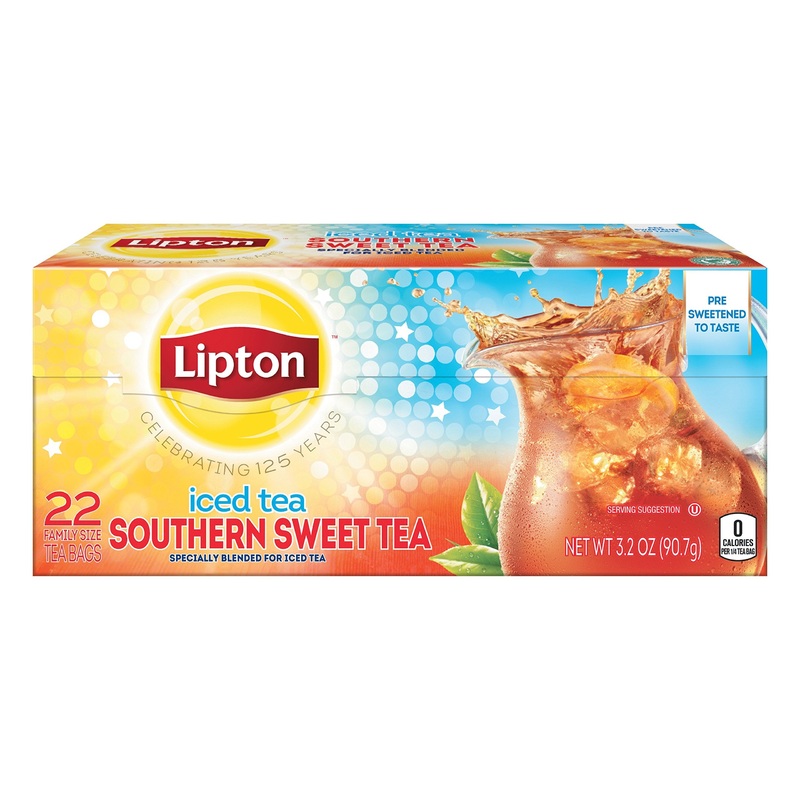 Lipton Southern Sweet Tea Iced Tea Mix, 22 Family Size Tea Bags, 90.7g Box – Refreshing Southern Flavor, Perfect for Iced Tea Lovers