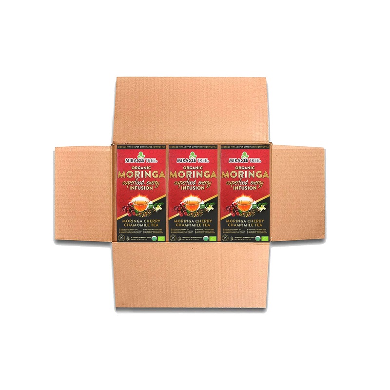 Miracle Tree’S Moringa Energy Tea – Cherry Chamomile Tea | Super Caffeinated Blend | Healthy Coffee Alternative, Perfect For Foc