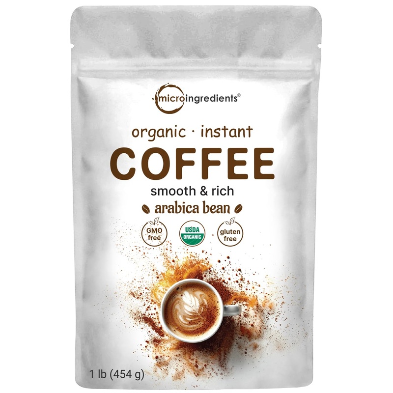 Organic Instant Coffee, 1Lb Powder | Premium Arabica Coffee Beans Source | Medium To Dark Roast | Natural Fresh Flavor | Smooth
