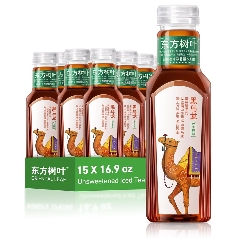 Oriental Leaf Bottled Black Oolong Tea – Unsweetened Iced Tea, 16.9 Fl Oz Bottles (Pack Of 15), Brewed Tea Drinks, Sugar Free, 0