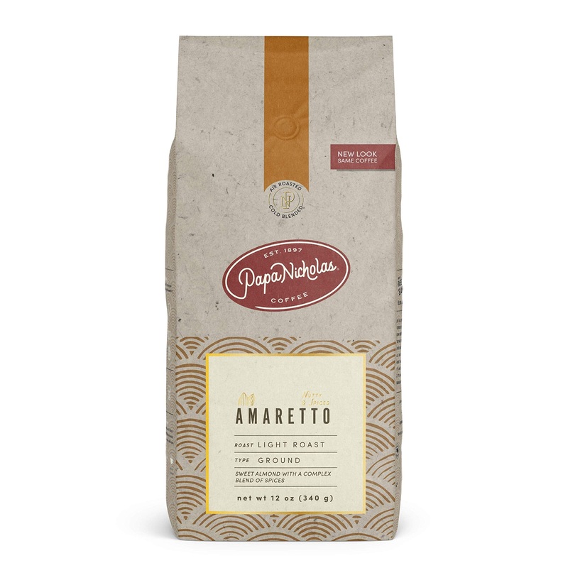 Papanicholas Coffee Ground Coffee, Amaretto, 12 Ounce