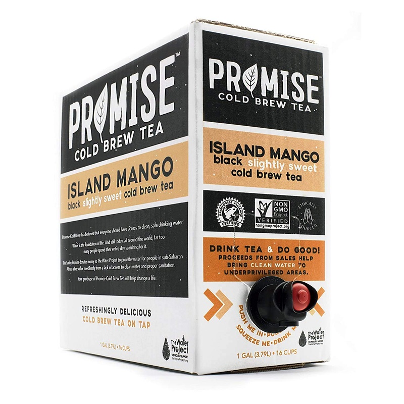 Promise Beverages Slightly Sweet Island Mango Cold Brew Tea On Tap (1 Gallon / 128 Fluid Ounces) Rainforest Alliance Certified B
