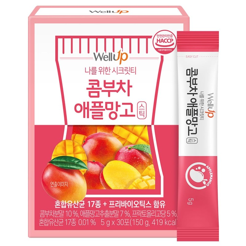 Rawel Kombucha Powder(5G X 30Packs) / (Lemon/Applemango) Powdered Drink Mix With Prebiotics/Fermented Drink Tea Powder/Support G