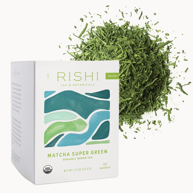 Rishi Tea Matcha Super Green Tea – Organic, Caffeinated Sachet Tea Bags, Umami Japanese Green Tea, Antioxidant Rich Sencha & Mat